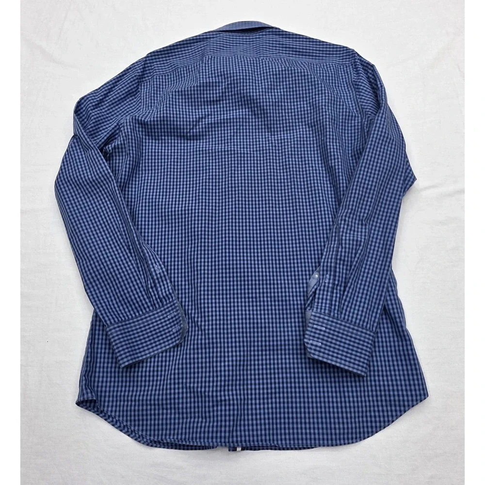 Banana Republic Non-iron Tailored Slim Fit Blue Check Plaid Shirt Men's Size L